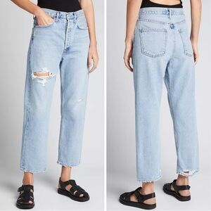 AGOLDE '90s Crop Distressed Jeans in Echo/Lightwash